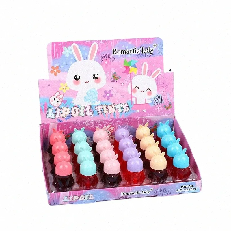 24pcs Lovely Rabbit Liquid Lip Stick Waterproof Moisturizing Lg Lasting Lip Gloss Girls Lips Care Lips Makeup Wholesale m4Yz#