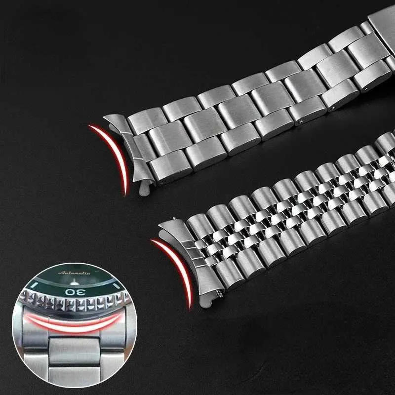 Pulseiras de relógio Pulseira de aço inoxidável Skx007 009 pulseira de mergulho de aço inoxidável 22 mm adequada para Seiko No. 5 Rolex Water Ghost série Srpd63 240323