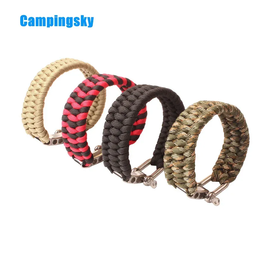 Paracord CAMPINGSKY Paracord Survival Bracelet with Stainless Steel Shackle Adjustable Buckles