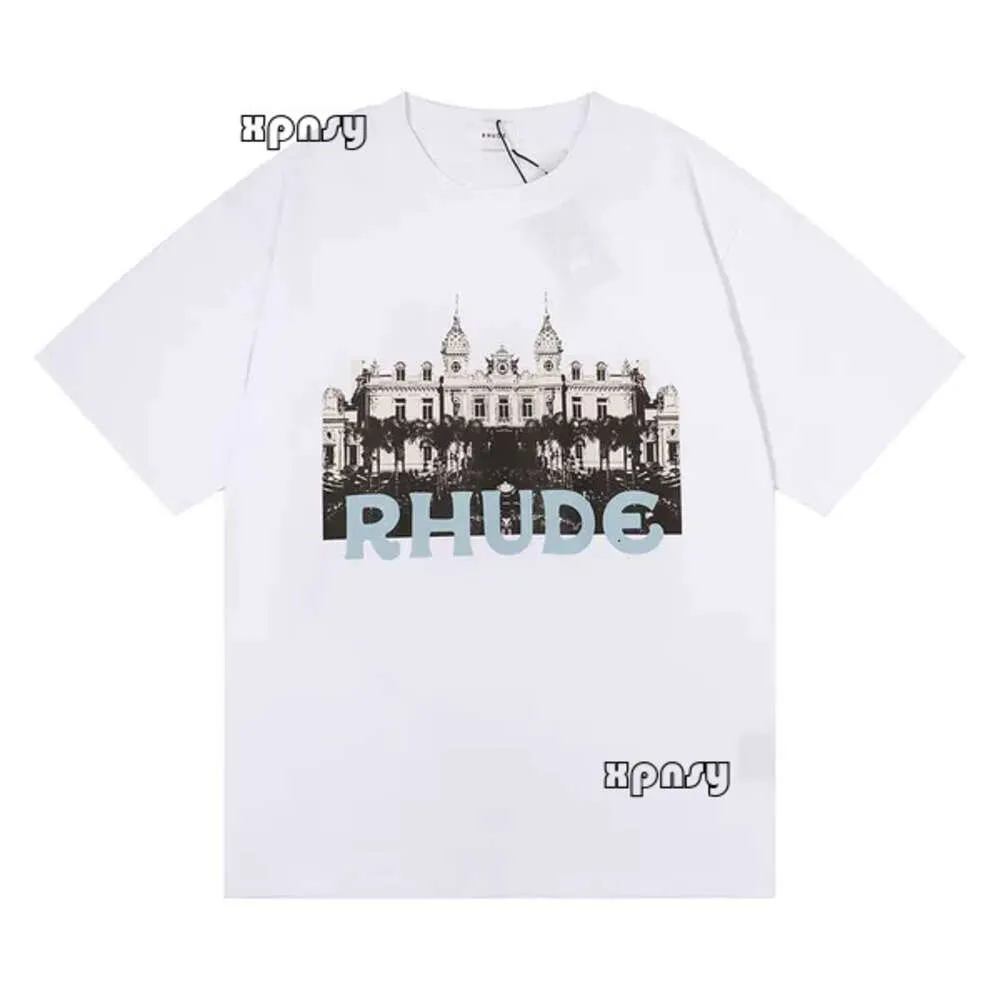 Rhude camisa primavera verão homem camisetas mulheres camisetas skate oversize masculino manga curta camiseta de marca de luxo camisetas masculinas tamanho dos eua rhude curto 215