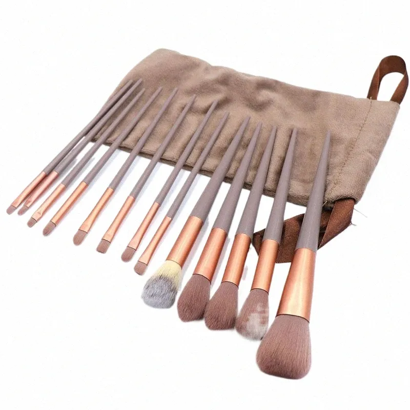 13pcs pinceau de maquillage professionnel mis en fourrure douce beauté surligneur poudre fondatrice ccealer outil cosmétique multifonctionnel maquillage e7uH #