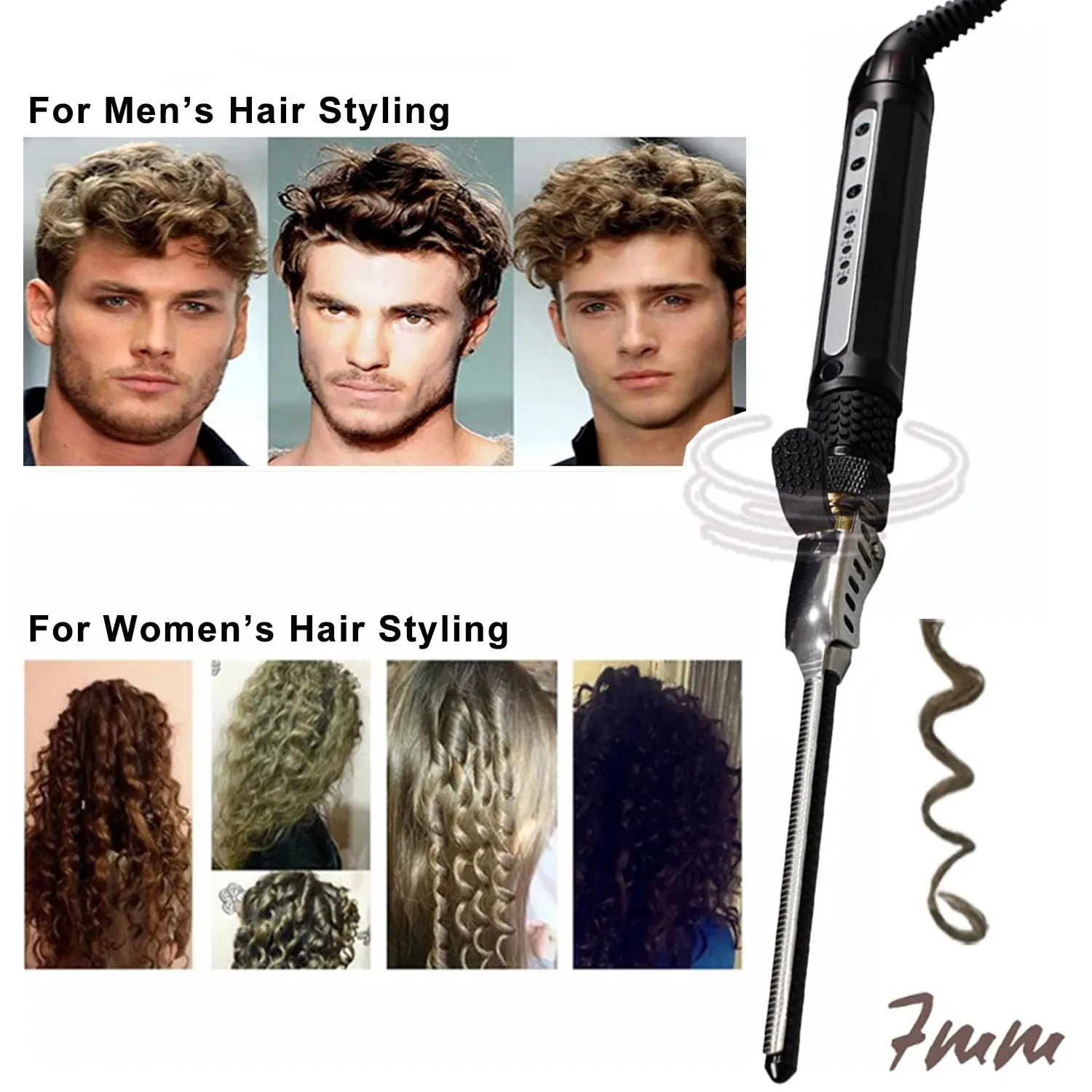 Irons Unisex Hair Crimper 7 mm Curly Styling Tools