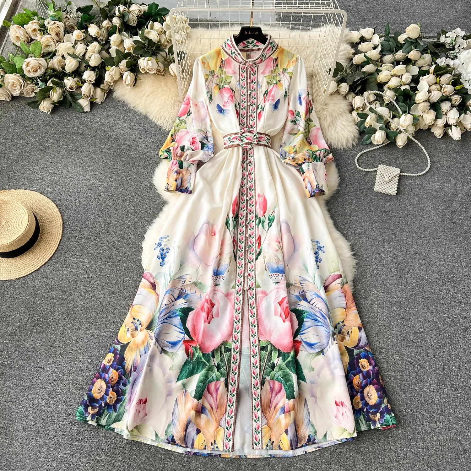 Casual Boho Dresses: Womens Floral Print Long Dress With Lantern Sleeves  Elegant Runway Fashion From Xiongstore, $36.19 In Bulk