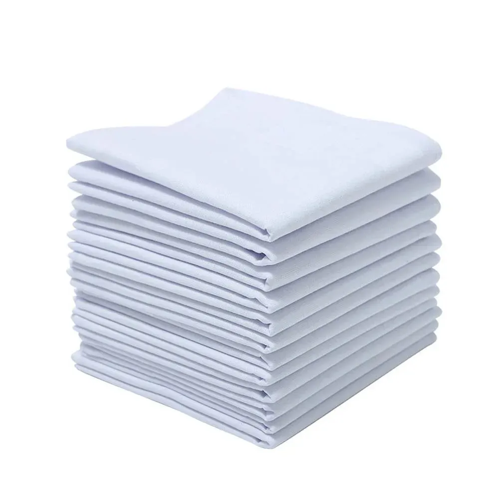 12pcs White Cotton Napkins 40x40cm Reusable Napkin Handkerchief Dinner Serving Cloth Banquet Wedding Party Home Table Decoration 240321