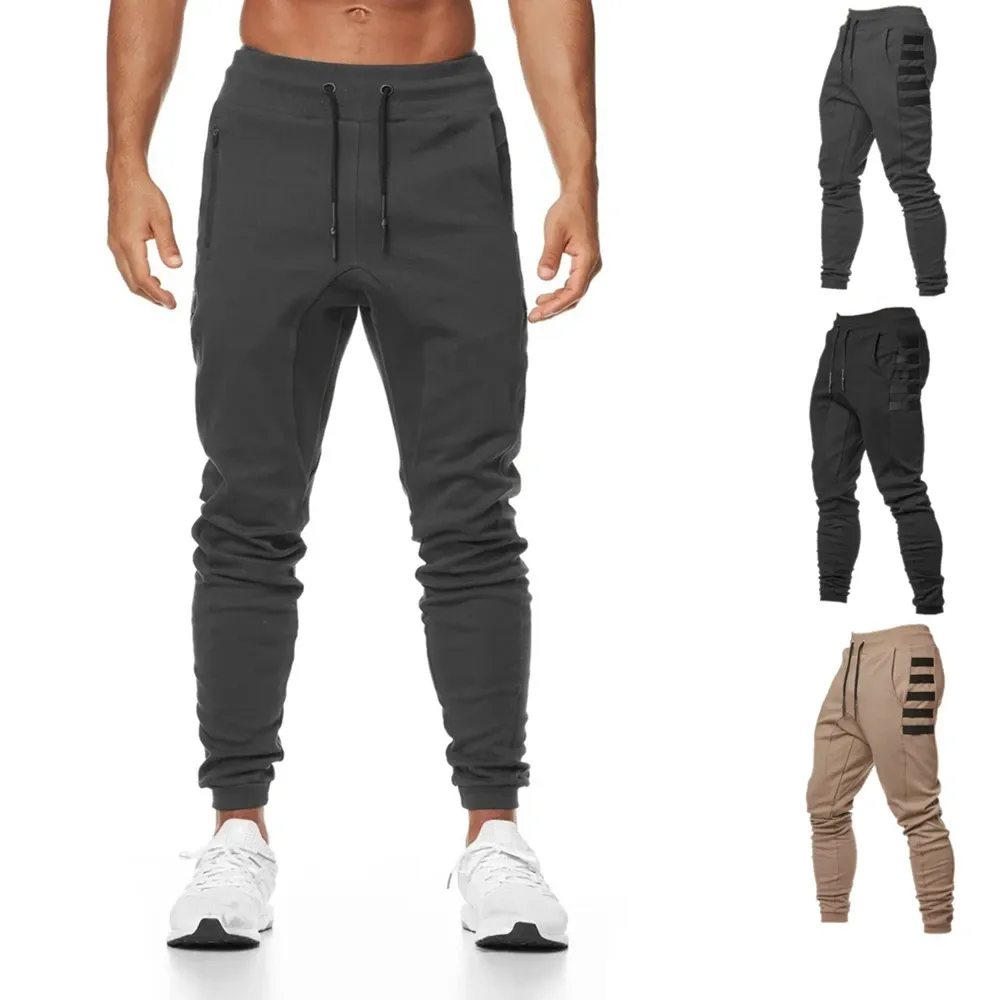 Pantalon de course en coton pour hommes, jogging Hip Hop ample, Streetwear à rayures gris, pantalon de Sport décontracté, entraînement, Fitness