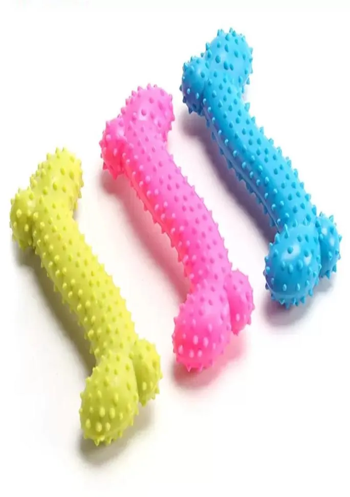 Dog Toys Pet Toys Lovely Rubber Pet Dog Bone Bite Resistant Teeth Cleaning Chew Toy 3 Bright Colors1594360