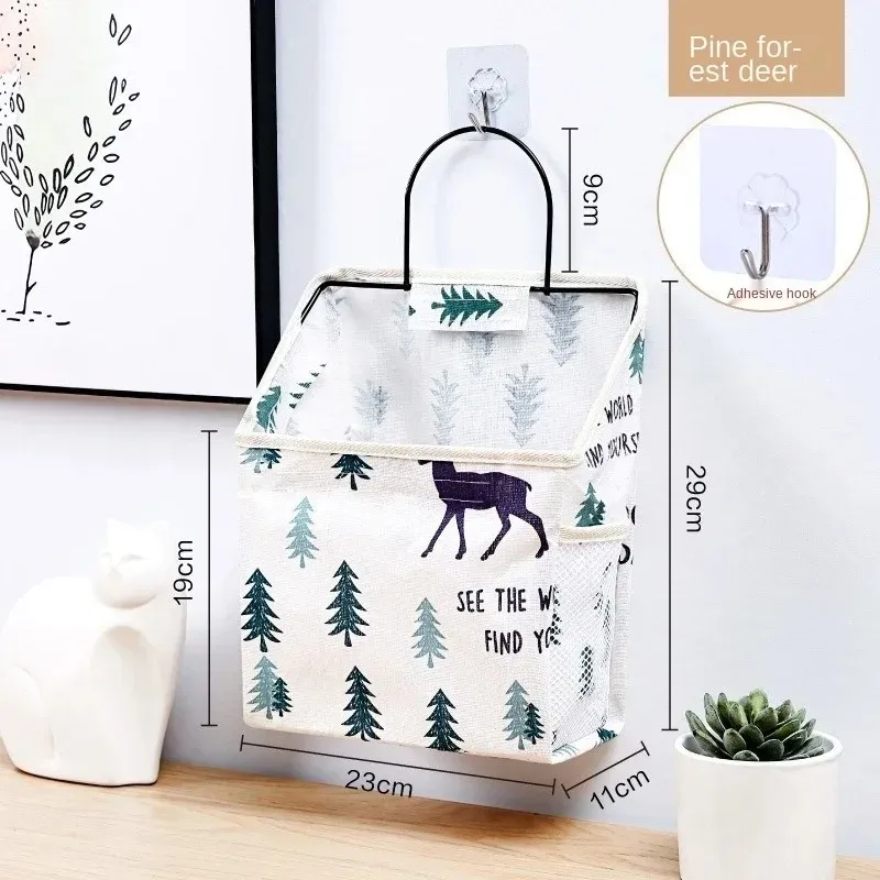 Hanging Storage Bag Organizer Wall Basket Pocket Box with Handle Hook Cosmetic for Home Kitchen