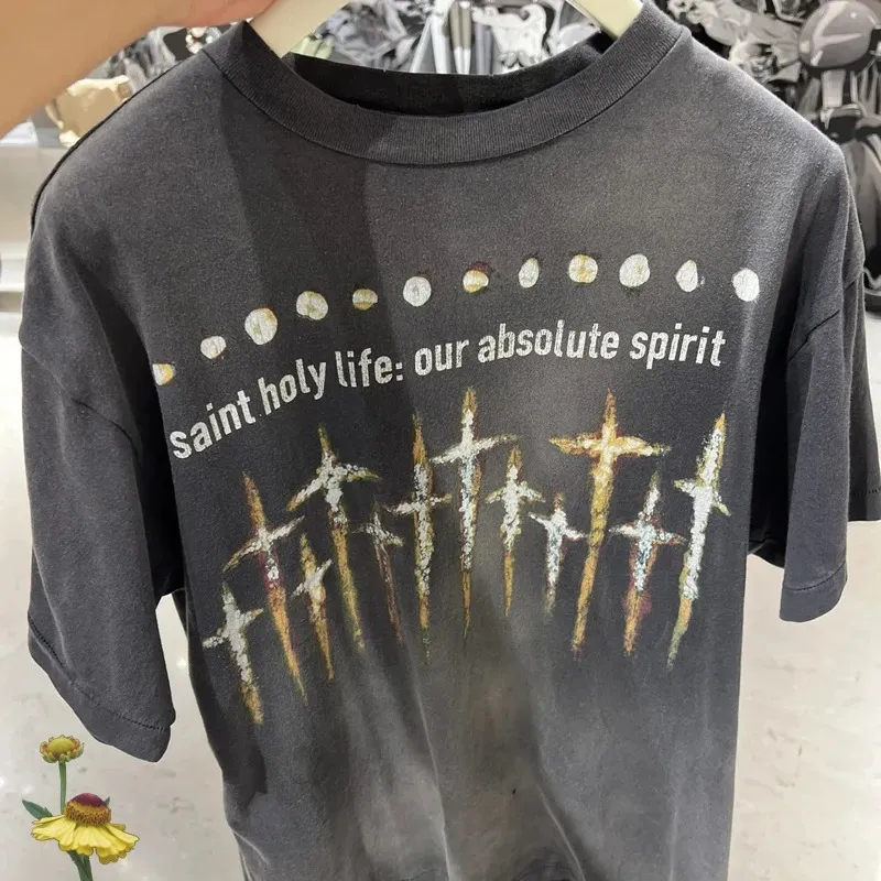トップス SAINT MICHAEL EU WASHED VINTAGE L/S TEE Saint Michael Mens and Womens Washed Distress Vintage Hip