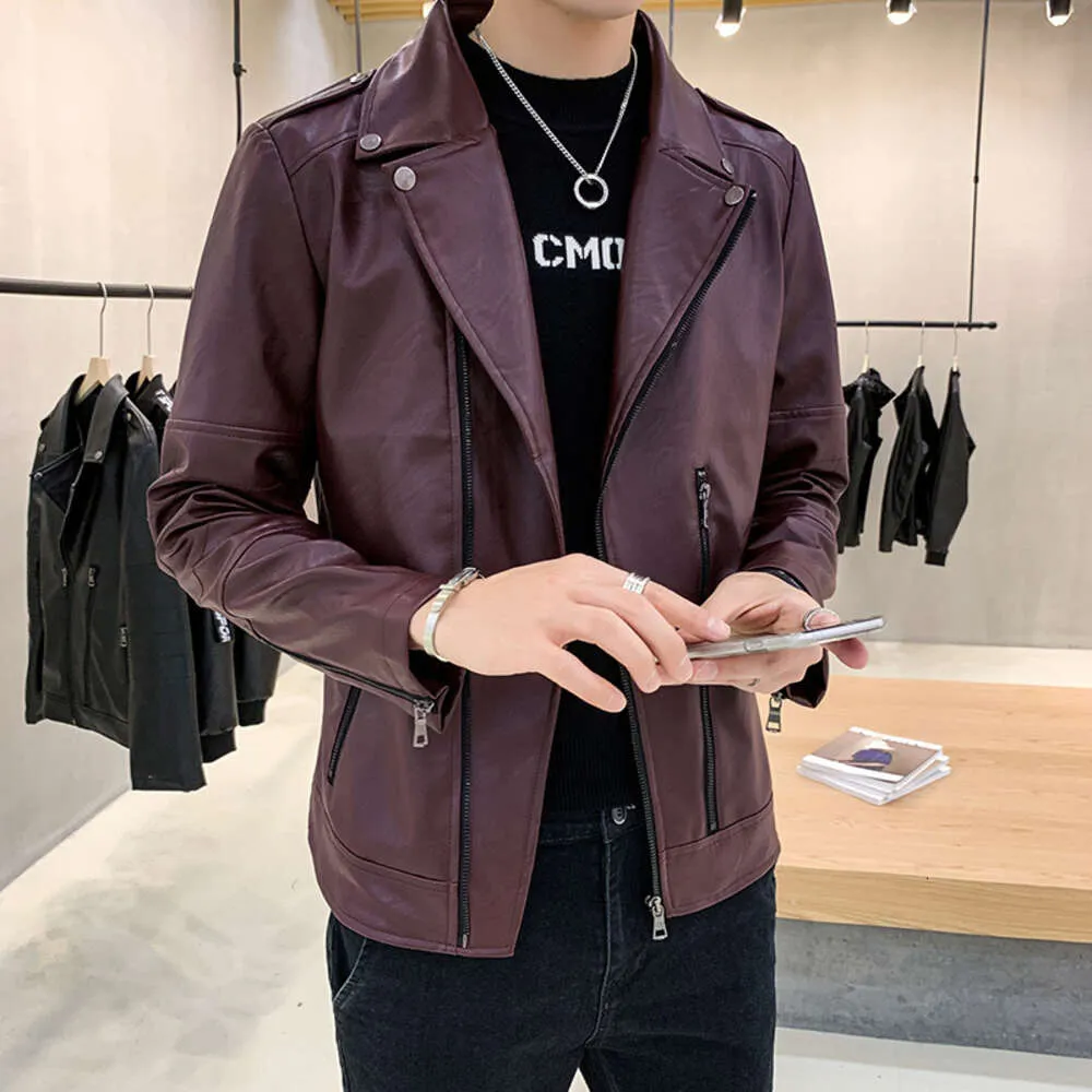 Mens Korean Leather Jacket: Stylish Loose Fit Motorcycle