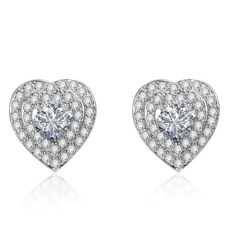 Choucong Marque Boucles D'oreilles Bijoux De Luxe 925 En Argent Sterling Remplissage Poire Coupe Topaze Blanche CZ Diamant Pierres Précieuses Fête Éternité Femmes Coeur Boucle D'oreille Cadeau