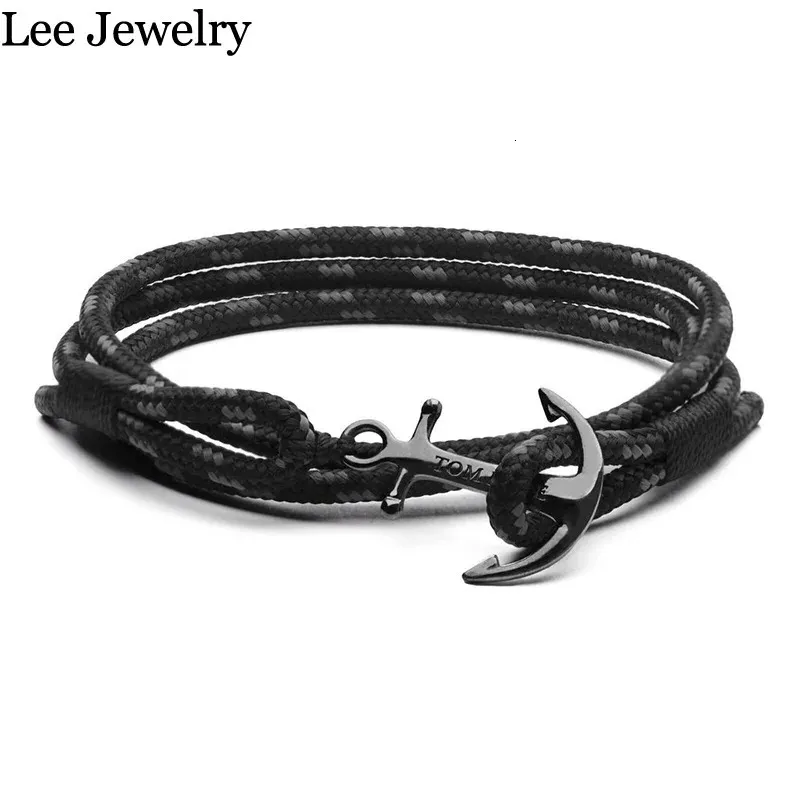 Bracelet de manchette en acier inoxydable, Bracelet de fil de corde de plage de Sport avec boîte et étiquette TH001 240315