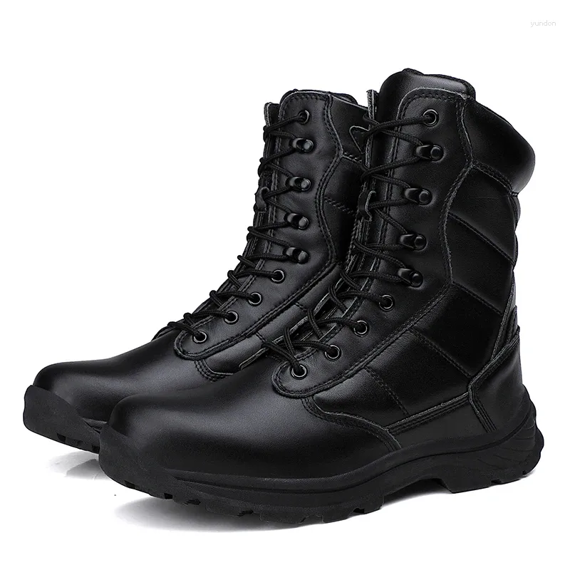 Zapatos de Fitness para hombre, botas tácticas militares, zapatillas de deporte negras para hombre, botas altas impermeables cálidas para exteriores para invierno y nieve