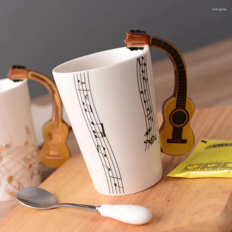 Tazas Taza De Cerámica Para El Hogar Ins Música Café Pareja Taza Regalo