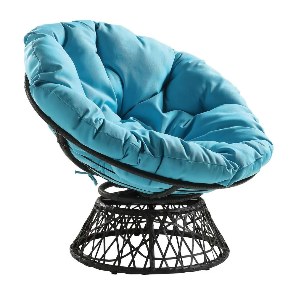 La chaise OSP Home Furniture Willow Papaya peut pivoter à 360 degrés, cadre gris avec coussin bleu