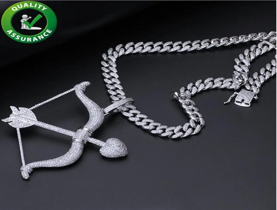 Hommes Iced Out Hip Hop Chaîne Pendentifs De Luxe Designer Bijoux Glacé Out Pendentif Hommes Cubain Lien Chaîne Diamant Collier Hiphop Charme A3148196