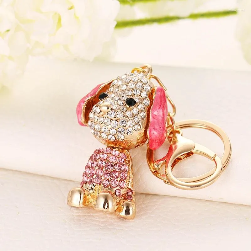 Keychains 2024 TinyKenro Style Fashion Rhinestone Colorful Söta stora öron Harpy Dog Bag Purse Keychain