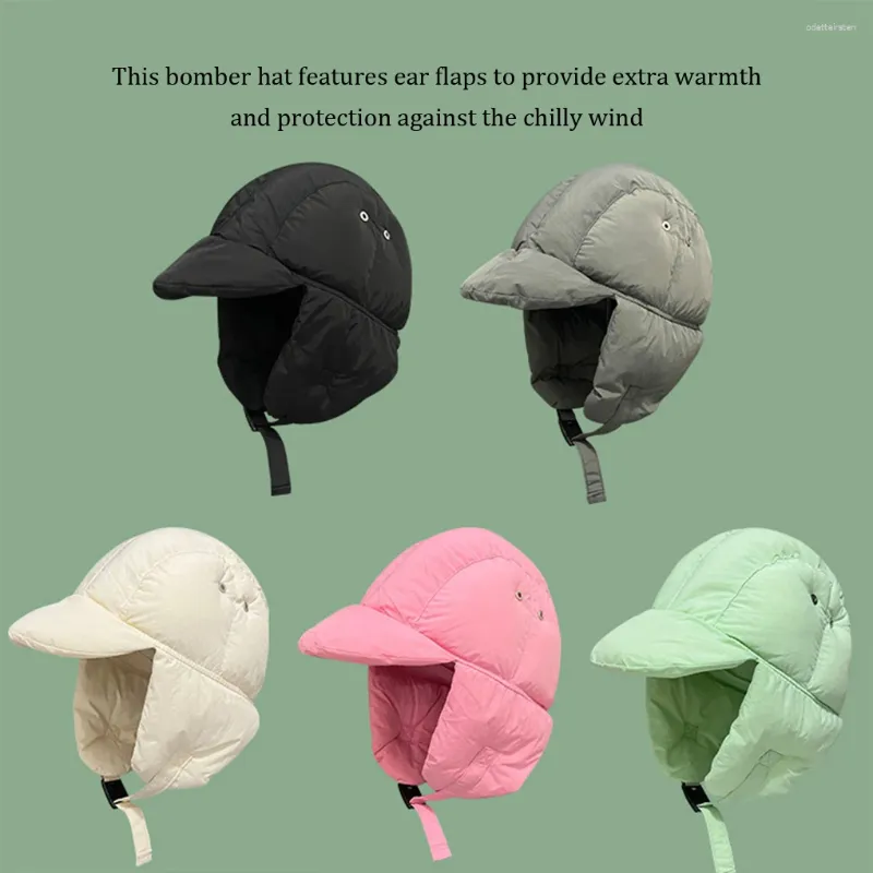 Berets Multifunctional Winter Warm Bomber Hat For Unisex Stay Comfortable And Stylish With Earflaps Green