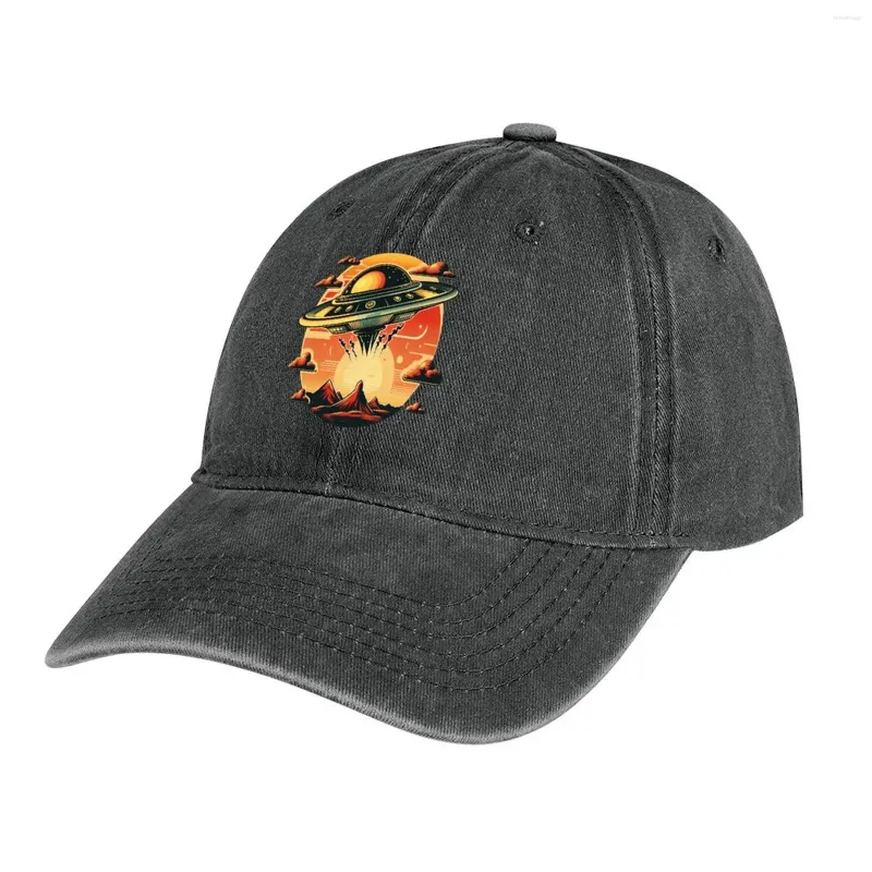 Berets UFO Classic Retro Cowboy Hat Uv Protection Solar Visor Golf Cap Dad Girl'S Hats Men's