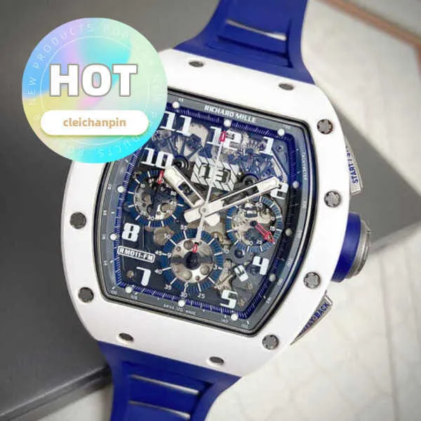 Designer Wrist Watch RM Na ręka RM011-FM RM011 White Ceramic Polo Limited Edition Fashion Sports Maszyna sportowa