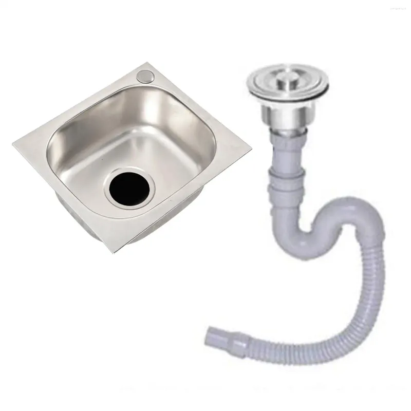 Kitchen Storage Stainless Steel Sink With Drain Hole Fast Drainage Rustproof 37cmx32cmx14cm Water Pipe Rectangle Single Bowl