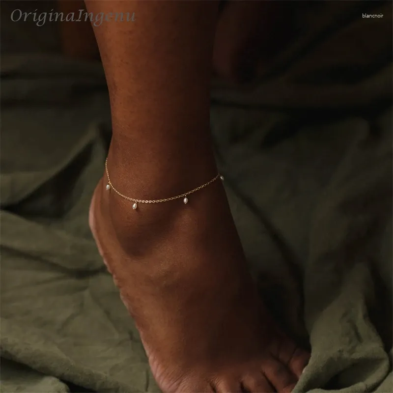 Anklets handgjorda 14k Guldfyllda pärl Anklet högkvalitativa sötvattens smycken Tarnish Resistant Armband Vintage för kvinnor