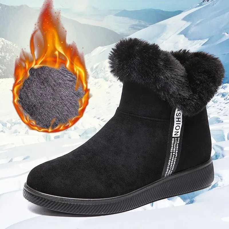 أحذية جديدة الثلج في الكاحل أحذية الشتاء غير الرسمي Dark Side Sidder منصة الأحذية للنساء 2024 Plush Non Slip Final Fore Botas Mujer