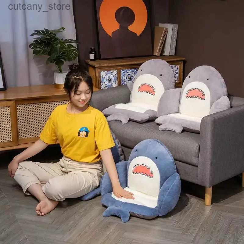 Stuffed Plush Animals Big Mouth Shark Cushion Fish Plush Toy Soft Stuffed Winter Warm Butt Sofa Dining Chair Pillow Animal Gift Birthday Girlfriend L240320