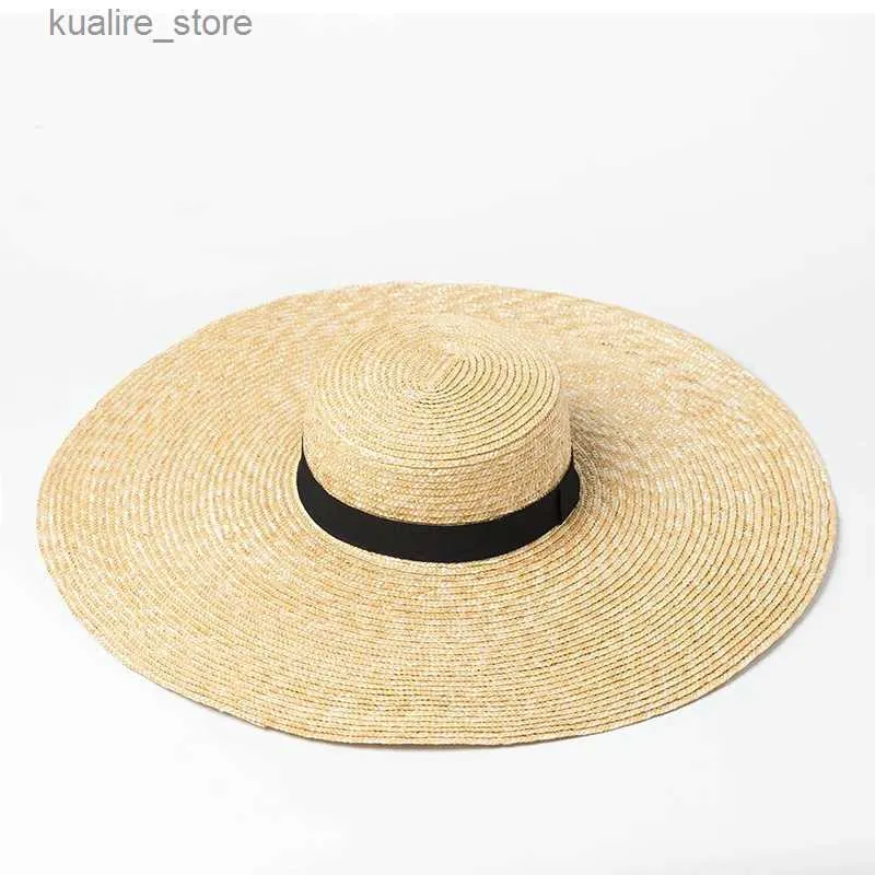 Chapeaux à large bord chapeaux de seau pliable géant femmes chapeau surdimensionné bord disquette été soleil plage chapeaux de paille L240322