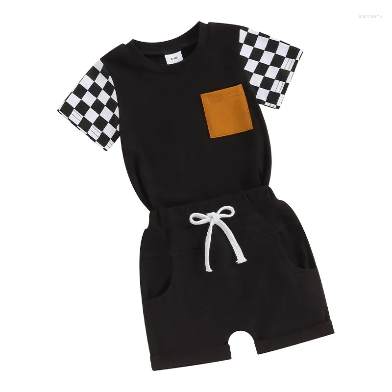 Set di abbigliamento Completi per neonato e neonato T-shirt a maniche corte con stampa di lettere della fattoria estiva Top Pantaloncini Set di vestiti per neonati da 2 pezzi