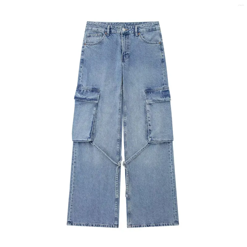 Kvinnors jeans styleWomen's jeanswomens 2024 vår/sommar kryddig flickor gata mode rem dekoration ficka arbetet kostym mitt midja loos