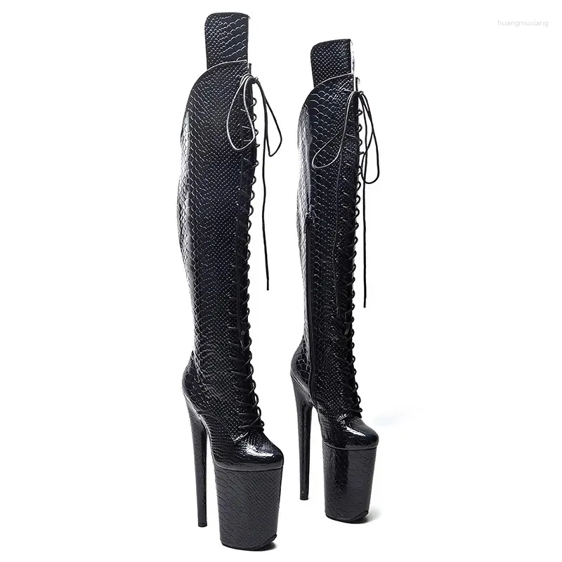 Tanzschuhe LAIJIANJINXIA 23 cm/9 Zoll PU-Obermaterial Damen Plattform Party High Heels Moderne kniehohe Stiefel Pole 107