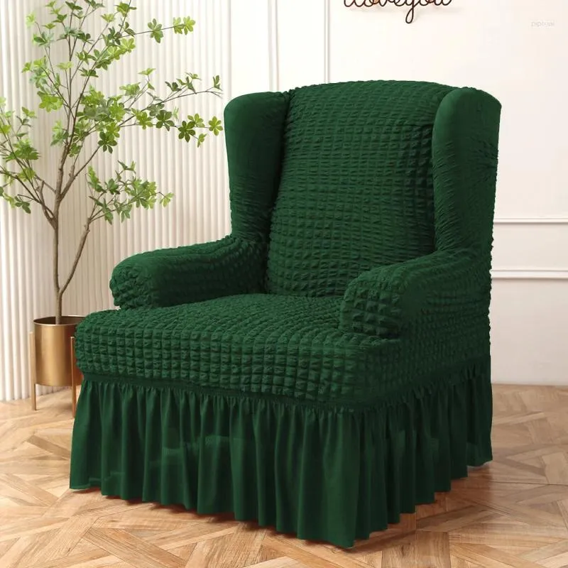 Housses de chaise Fauteuil à oreilles en jacquard doux avec jupe Housse de canapé antidérapante Housse de protection de meubles lavable