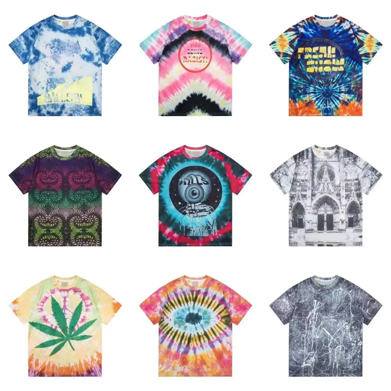 Los Angeles retro brand T-shirt Fashion casual men's and women's splash-ink T-shirt brand short sleeve colorful hip-hop street short sleeve US SIZE S-XL