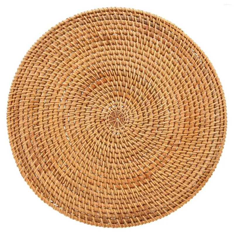 Wall Clocks Handwoven Rattan Placemats Round Wicker Table Mats Natural Woven For Dinner Heat Resistant