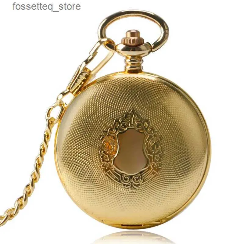 Orologi da tasca Fob da tasca meccanico automatico dorato per infermiera Moda di lusso Tren Elegante ciondolo con scudo Uomo Donna Regalo di Natale L240322