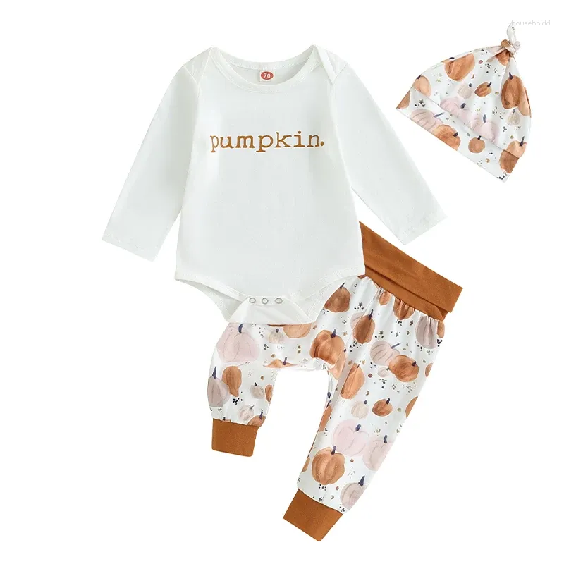 Clothing Sets Baby Boys Girls Thanksgiving Outfits Letter Print Long Sleeve Romper Turkey Pattern Pants Set Born Clothes