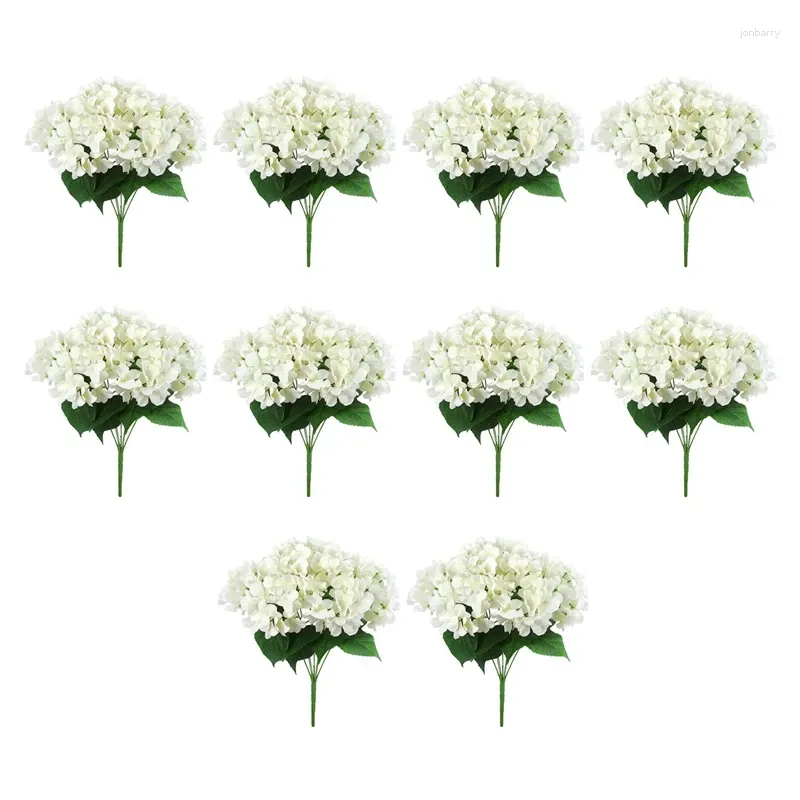 Fleurs décoratives 10X soie artificielle 7 grande tête Bouquet d'hortensia pour salle de mariage El fête décoration et cadeau de vacances