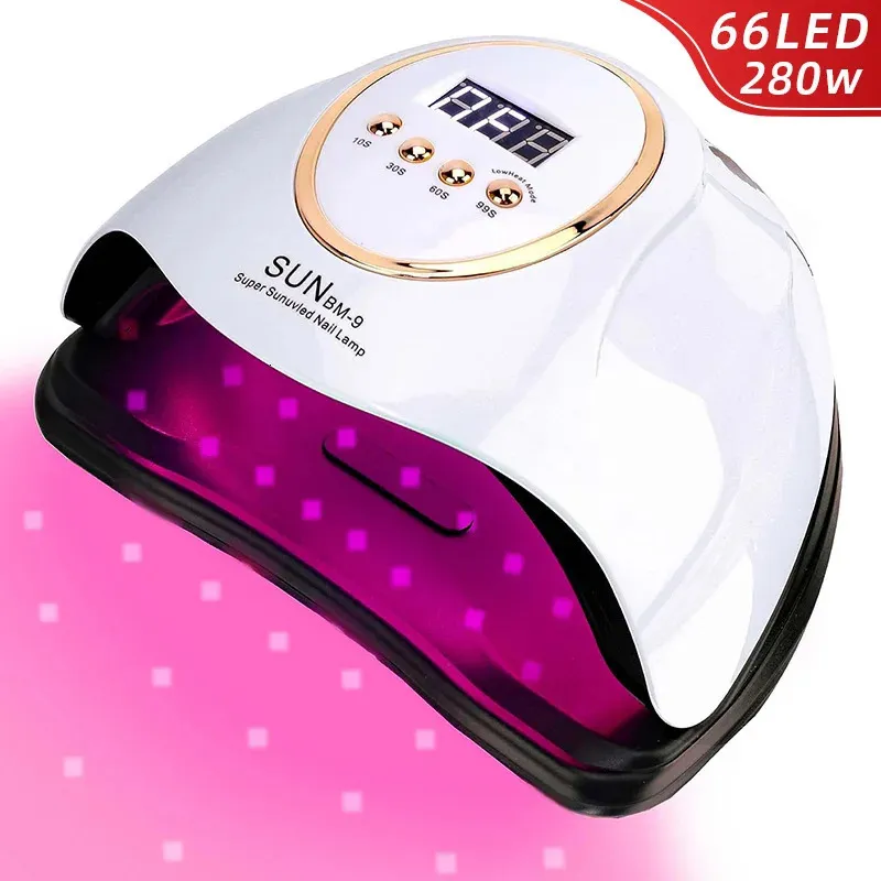 LED NAIL LAMP VOOR MANICURE 280W nageldroger Machine UV Drying Lamp voor het genezen van UV -gel nagellak met bewegingsdetectie LCD -display 240318