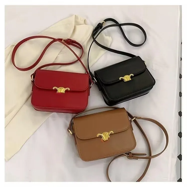 2024 Tasarımcı Teen Triomph Deri Deri Cowhide Bag Crossbody Kumaş Baskı Çantası Eyer Çantası