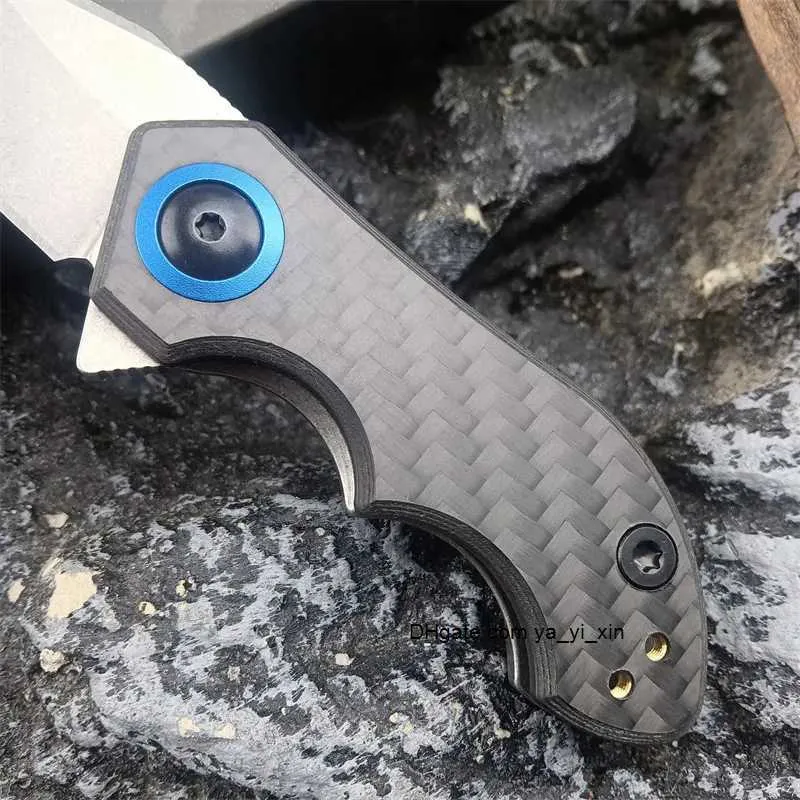 ZT 0022 Mini Folding Knife Portable Camping Pocket Knife CPM-20CV Blade CNC Carbon Fiber Handle Outdoor Defense Hunting Tools 0808 0562 BM 535 533