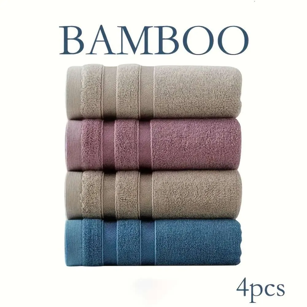 4pcs e toalhas de mão absorventes feitas de bambu, conjunto de rosto doméstico para a pele macia, presente de toalha perfeita para família, suprimentos para o banheiro, 29x13in