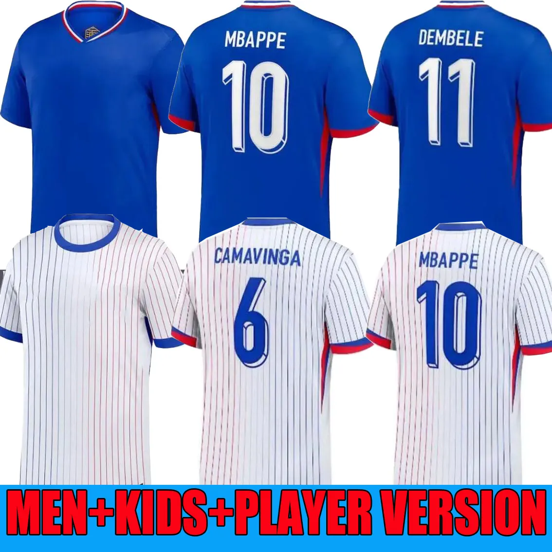 Finals Maillots de Football 2024 Soccer Jersey French Benzema Football Shirts Mbappe Griezmann Kit Shirt Hommes Enfants Men Kids Tchouameni Frances Dembele Giroud