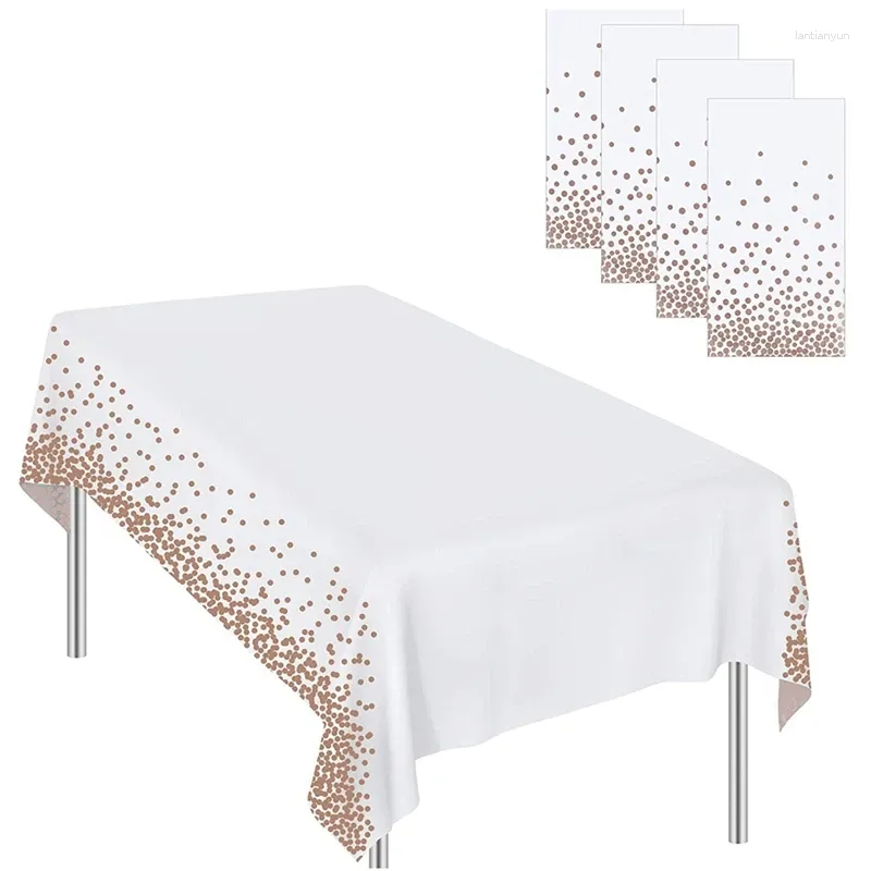 Pano de mesa 5 pacote descartável ponto rosa ouro toalha de mesa confetes retângulo panos capa para festa de aniversário