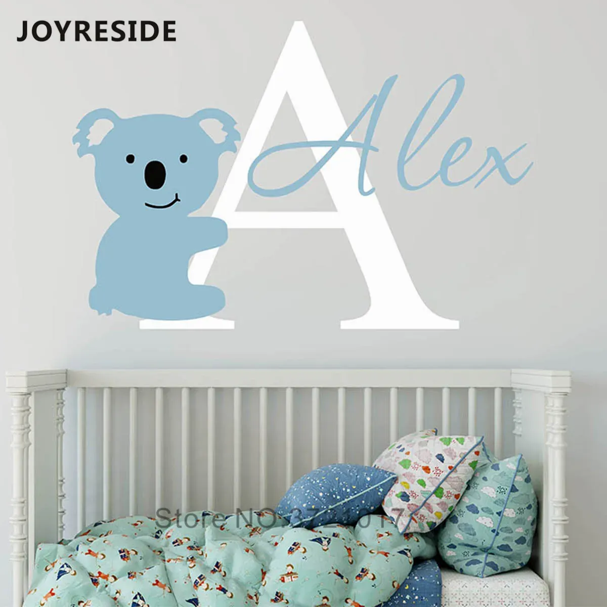 Pegatinas JOYRESIDE personalizado nombre etiqueta de la pared Koala oso lindos calcomanías de pared niños dormitorio decoración calcomanía de pared WM002