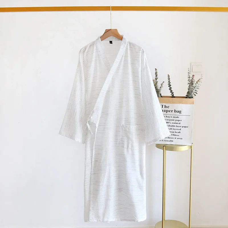Degli Indumenti Da Notte degli uomini Jacquard A Righe Kimono Robe Per L'uomo Sottile Giapponese Sudore Vestaglie Accappatoio Allentato Vendita Vestiti A Casa 2024
