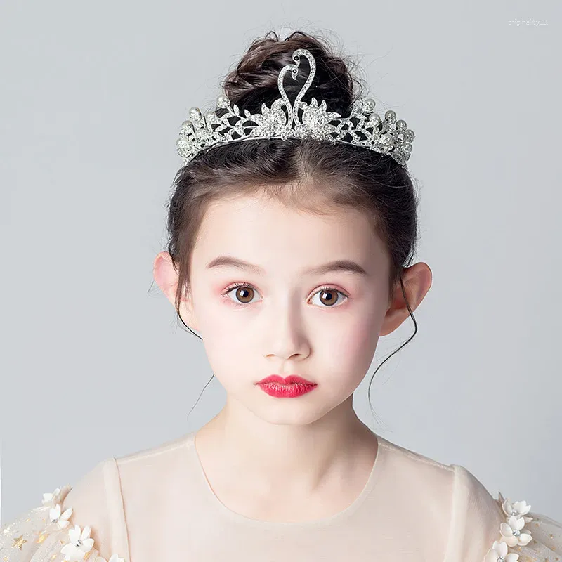 Hårtillbehör barns kronhuvudbonad prinsessflicka kristall födelsedag strasshuvud med reseskytte