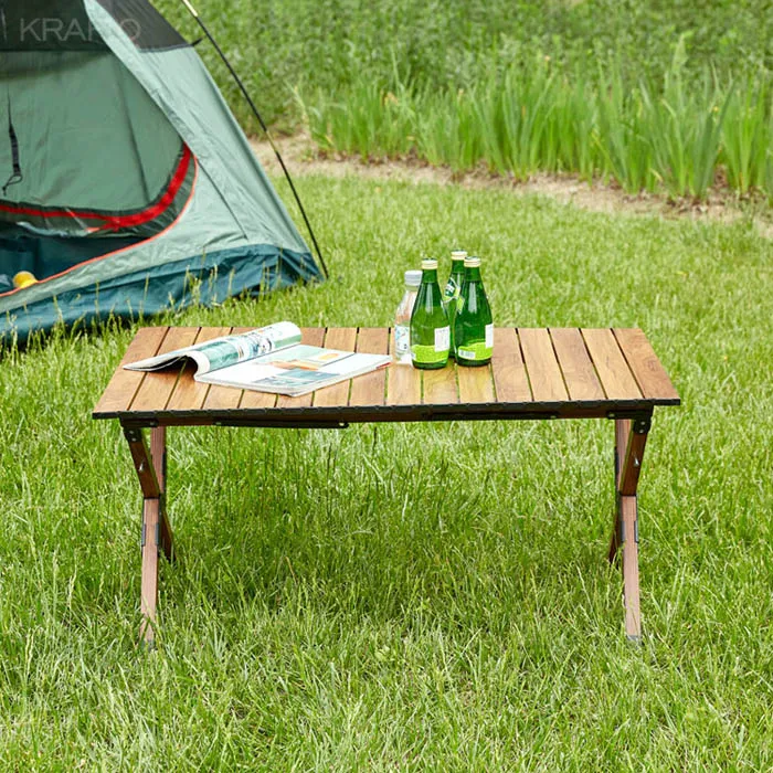 Mesa dobrável de acampamento ao ar livre, leve, de alumínio, retangular, para áreas internas, piqueniques, praia, quintal, churrasco, festa, pátio