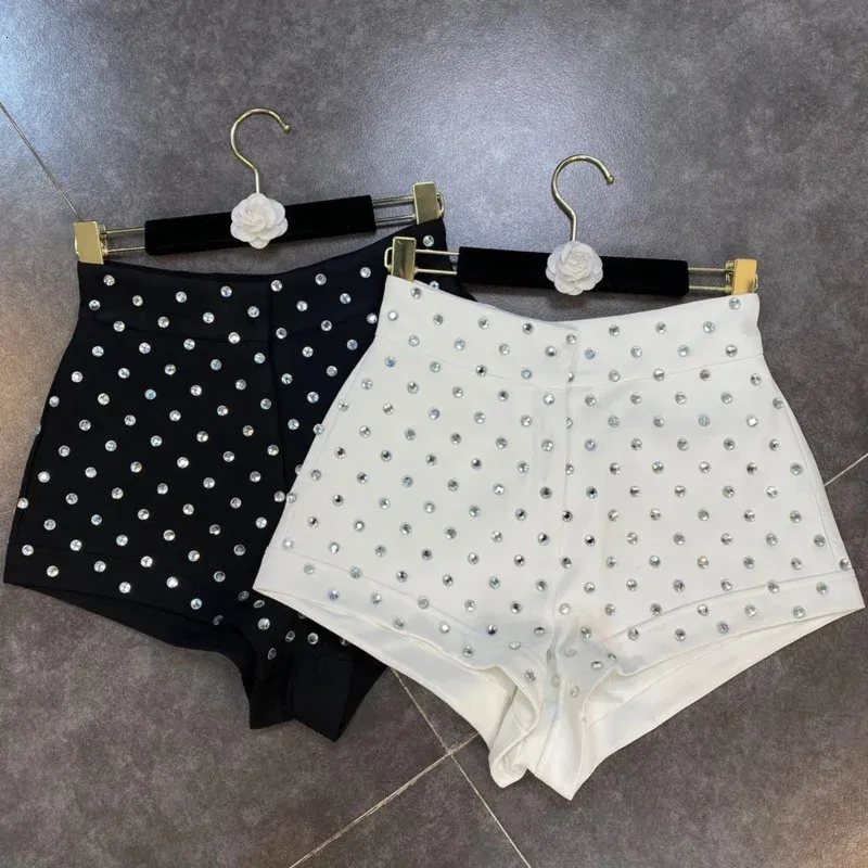 PREPOMP Primavera Verão Chegadas Cintura Alta Diamantes Shorts Streetwear Mulheres GA134 240312