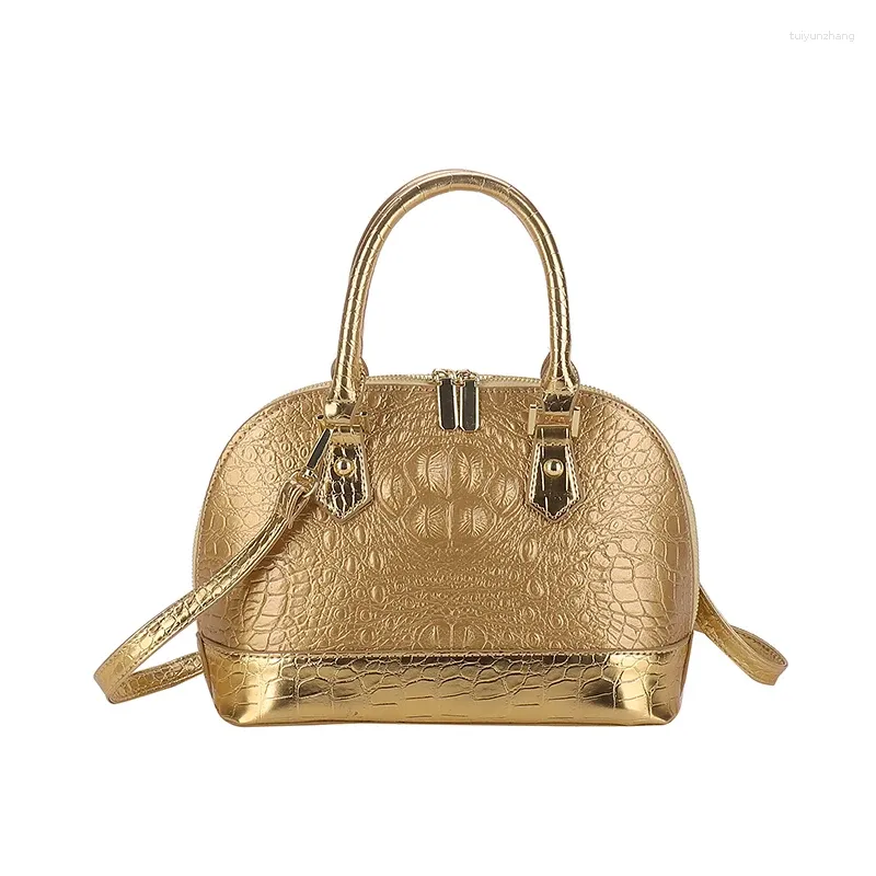 Abendtaschen Klassische Muschelhandtaschen für Frauen Gold Alligatormuster Weibliche Slivery Elegante Vintage Niedliche Modedesigner-Kupplung