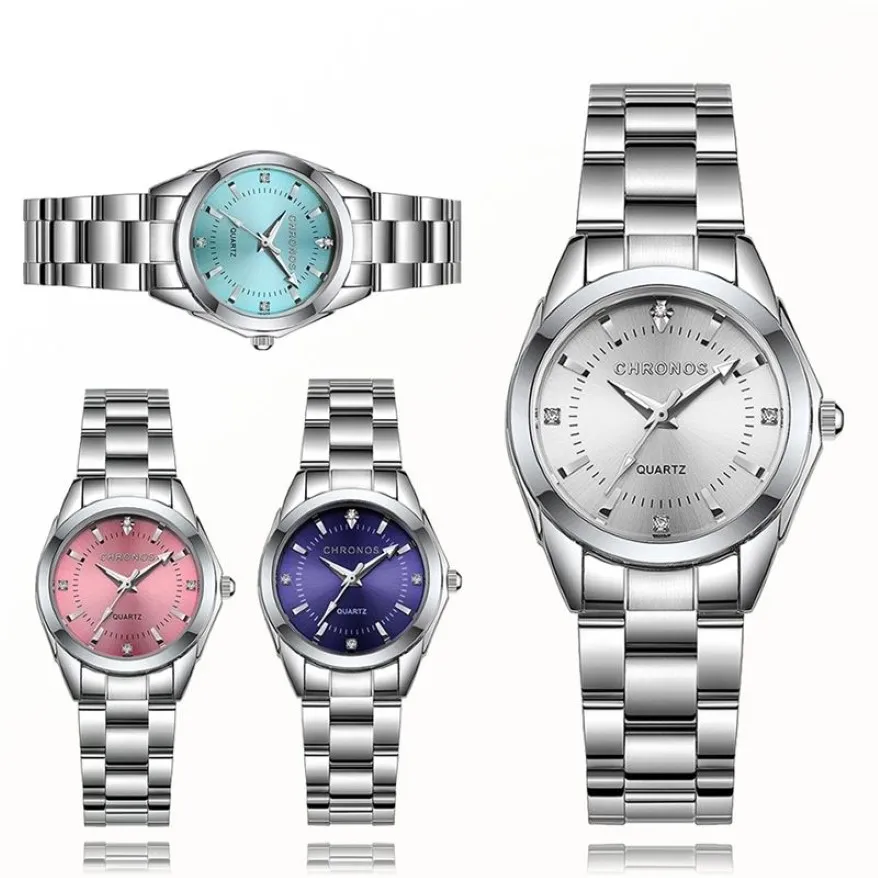 CHRONOS Dames Luxe Strass Roestvrij Staal Quartz Horloges Dames Zakelijk Horloge Japans Quartz Relogio Feminino 201319E